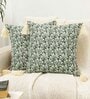 Green Cotton Abstract 16x16 inches Cushion Covers (Pack of 2)