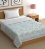 Green Cotton Floral 500 GSM Single Bed Comforter