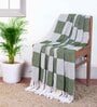 Green Cotton And Chenille Checkered 50X60 Inches Throw