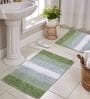 Green Geometric Cotton 16x20 Inches AntiSkid Bath Mat (Set of 2)