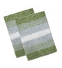 Green Geometric Cotton 16x24 Inches AntiSkid Bath Mat (Set of 2)