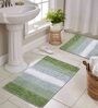 Green Geometric Cotton 16x24 Inches AntiSkid Bath Mat (Set of 2)