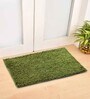 Green Solid Cotton Blend 28 x 18 Inches Anti Skid Door Mat