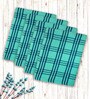 Green Cotton Checkered 215 GSM Bath Towels Pack of 4