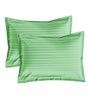 Green Cotton 210TC Striped Set of 2 Pillow Covers