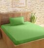 Green Cotton 210TC Striped Single Bedsheet with 1 Pillow Cover