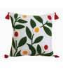 Green Cotton Floral 18x18 inches Cushion Cover (Set Of 5)