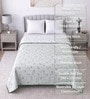 Green Cotton Floral 300 GSM Double Bed Reversible Dohar