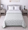Green Cotton Floral 300 GSM Double Bed Reversible Dohar