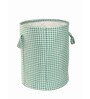 Green Checkered Cotton Foldable 54 Litres Laundry Basket