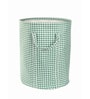 Green Checkered Cotton Foldable 54 Litres Laundry Basket