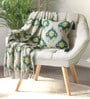 Green Cotton Printed 59x51 Inches Throw with 1 Cushion Cover