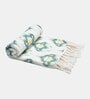 Green Cotton Printed 59x51 Inches Throw with 1 Cushion Cover