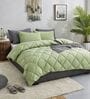 Green Cotton 210TC Solid Plain All Weather Double 150GSM Bedding Set 1 Comforter 1 Bedsheet 2 Pillow Covers