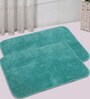 Green Solid Cotton 31x19 Inches AntiSkid Bath Mats (Set of 2)