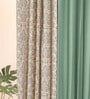 Green Solid Cotton 7.5 Ft Semisheer Eyelet Door Curtains (Set of 4)