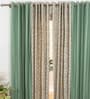 Green Solid Cotton 7.5 Ft Semisheer Eyelet Door Curtains (Set of 4)
