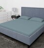 Blue Cotton Solid Finest 300TC Plain Super King Bedsheet with 2 Pillow Covers