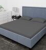 Grey Cotton Solid Finest 300TC Plain Super King Bedsheet with 2 Pillow Covers