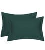 Green Cotton Solid 210TC Plain Set of 2 Pillow Covers