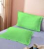 Green Cotton Solid 210TC Plain Set of 2 Pillow Covers