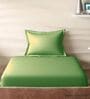 Green Cotton Solid 210TC Plain Single Bedsheet with 1 Pillow Cover