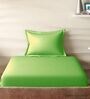 Green Cotton Solid 210TC Plain Single Bedsheet with 1 Pillow Cover