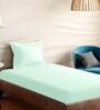 Green Cotton Solid 210TC Plain Single Bedsheet with 1 Pillow Cover