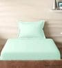 Green Cotton Solid 210TC Plain Single Bedsheet with 1 Pillow Cover