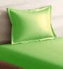 Green Cotton Solid 210TC Plain Single Bedsheet with 1 Pillow Cover