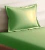 Green Cotton Solid 210TC Plain Single Bedsheet with 1 Pillow Cover