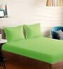 Green Cotton Solid 210TC Plain Super King Bedsheet with 2 Pillow Covers