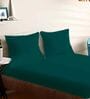 Green Cotton Solid 210TC Plain Super King Bedsheet with 2 Pillow Covers