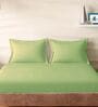 Green Cotton Solid 210TC Plain Super King Bedsheet with 2 Pillow Covers