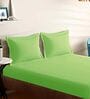 Green Cotton Solid 210TC Plain Super King Bedsheet with 2 Pillow Covers