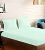Green Cotton Solid 210TC Plain Super King Bedsheet with 2 Pillow Covers