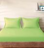Green Cotton Solid 210TC Plain Super King Bedsheet with 2 Pillow Covers