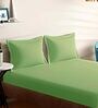 Green Cotton Solid 210TC Plain Super King Bedsheet with 2 Pillow Covers