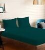 Green Cotton Solid 210TC Plain Super King Bedsheet with 2 Pillow Covers