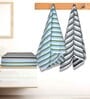 Green Cotton Striped 220 GSM Bath Towels 2 Pc