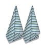 Green Cotton Striped 220 GSM Bath Towels 2 Pc