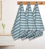 Green Cotton Striped 220 GSM Bath Towels 3 Pc