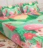 Green Digital Cartoon Characters Printed Cotton Blend Double Bedsheet with 2 Pillow Covers