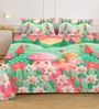 Green Digital Cartoon Characters Printed Cotton Blend Double Bedsheet with 2 Pillow Covers