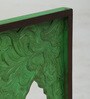 Green Distress Color Handpainted Engineered Wood Carving Jharokha Frame