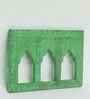 Green Distress Color Handpainted Engineered Wood Carving Jharokha Frame