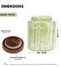 Green Embossed Ceramic Air Tight Jar with Wooden Lid