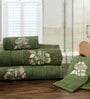 Green Embroidery TC Cotton 2 Bath Towel With 2 Hand Towel and 1 Box