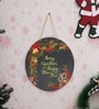 Green Engineered Wood Merry Christmas & Happy New Year Wall Hanging