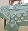 Gharana (60x60) Green & White Cotton (Set of 6) Table Linen Set